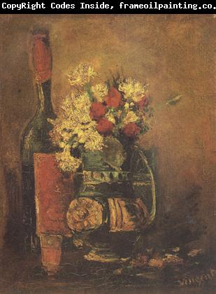 Vincent Van Gogh Vase with Carnation and Roses and a Bottle (nn04)